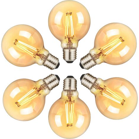 Antología colección Arábica Bombilla LED E27, Orelpo Juego de 6 bombillas Edison vintage 6W (equivalente  a 60W), 2700K, filamento