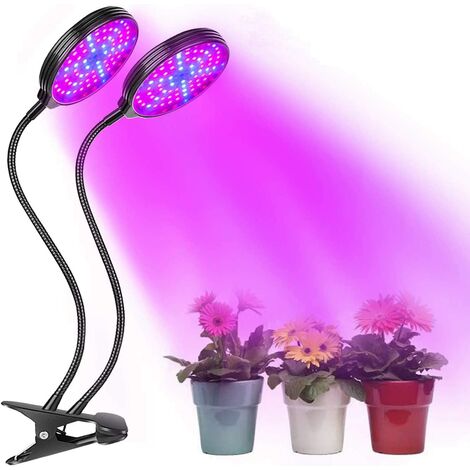 Grow Light, 2 Head 78 LED Grow Light, 30W 360° Full Spectrum Garden Grow Light con 3 modos de brillo y temporizador automático - Encendido/apagado 4/8/12 horas, ideal para interior/jardín