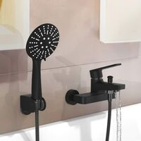 Mezclador de ducha con ducha mano de negro Grifo de bañera de pared