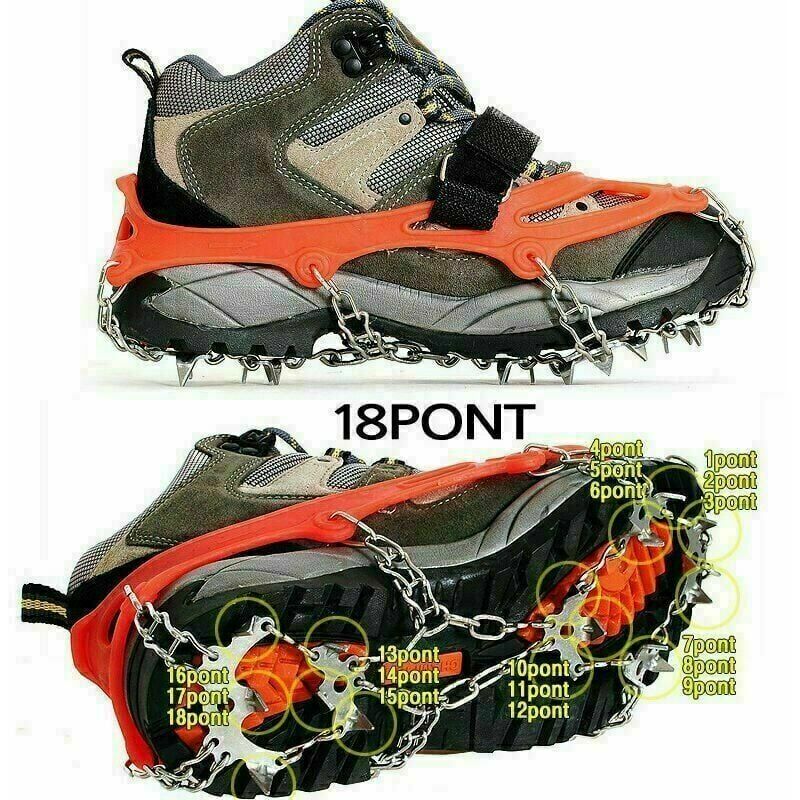 Amasawa Crampon Chaussure Neige(1 Paire),Crampon Antidérapent avec 8  Crochets pour Chaussures pour chaîne Acier au manganèse Neige Escalade de  randonnée ou Activités sur Terrain Neigeux (Orange) : : Sports  et Loisirs
