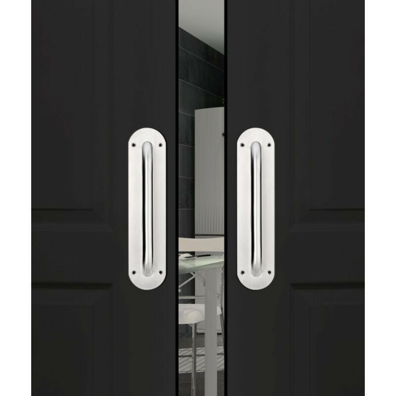 Poignée de porte, 2 Pcs Poignée de porte de grange robuste Poignée de porte  coulissante Poignées de porte poussées avec plaque arrière Meubles en  alliage d'aluminium poignées de barre d'appui -aoba