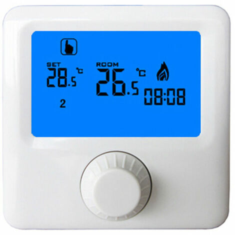 Thermostat filaire programmable blanc pour chaudière - contact sec ATENZA