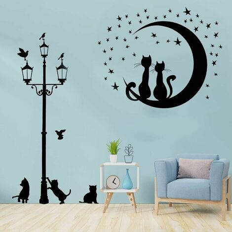 Sticker mural - Chat noir suspendu