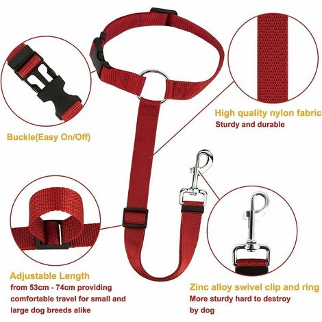 Lot de 2 Ceinture pour Chien pour Le Siège Arrière Universel, Réglable et  Durable Harnais Voiture Chien Chat avec Mousqueton, Dog Seat Belt Ceinture  Securite Chien pour Voiture, Rouge