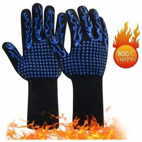 Paire de gants de barbecue, gants de four résistants à la chaleur jusqu'à  800 °C Gants de four universels antidérapants résistants à la chaleur  Parfaits pour barbecue, four, cuisine et cheminée
