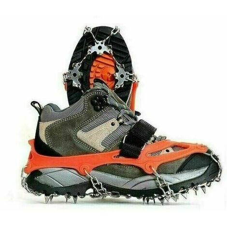 Crampons de chaussures avec 19 dents Chaînes en acier inoxydable Crampons  de neige antidérapants Crampons de glace Trekking portable Randonnée  Camping