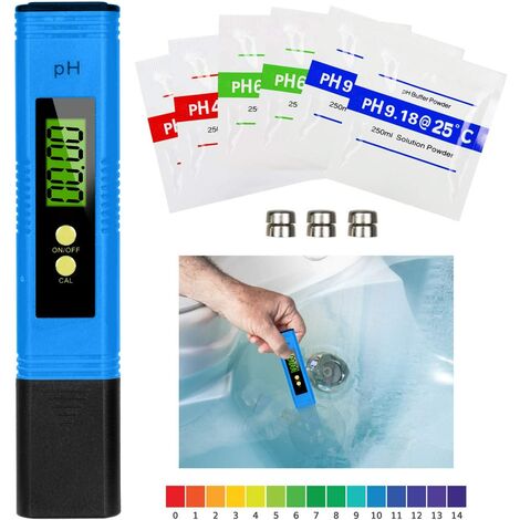 Testeur de qualité de leau Digital LCD Aquariums Plage de Mesure pour 0-14 Ph Bleu 0,01 Ph Précision hydroponie pour leau Potable Mture PH Mètre Numérique piscines 