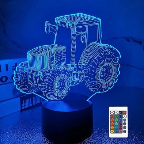 Veilleuse de voiture 3d pour enfants, cadeau de voiture, lampe d'illusion  3d avec 16 couleurs changeantes et télécommande, cadeau d'anniversaire,  décoration de chambre pour enfants adultes