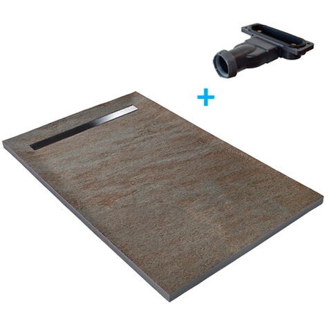 Piatto doccia a canaletta 90 x 90 cm in pietra naturale - rame