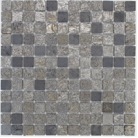 Mosaico in pietra naturale 30 x 30 cm - piastrella 2,5 x 2,5 cm misto grigio