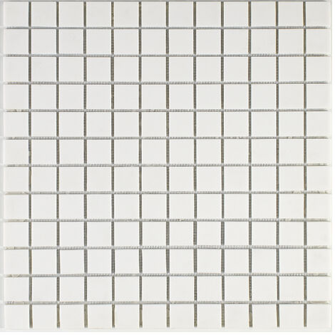 Mosaico in solid surface 30 x 30 cm - piastrella 2,5 x 2,5 cm bianco puro liscio