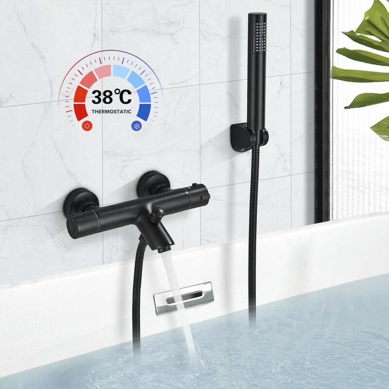 Système de douche séparable noir robinet de baignoire cascade