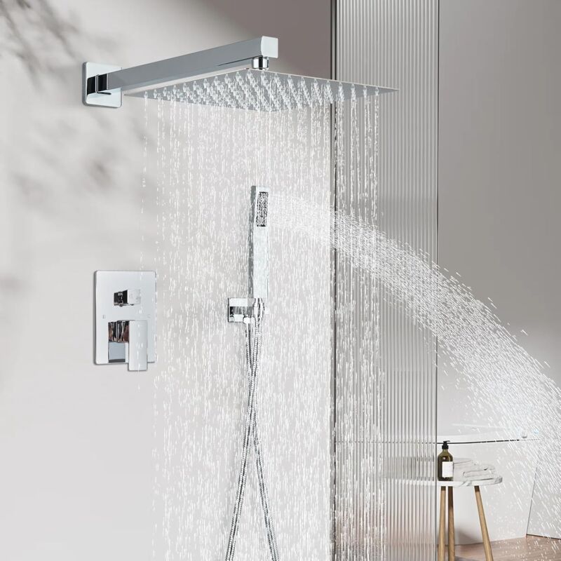 Pommeau De Douche Carré LED 40x40cm - Changement De Couleur Selon Température | Douchette Plafond Ultra Plate - 5