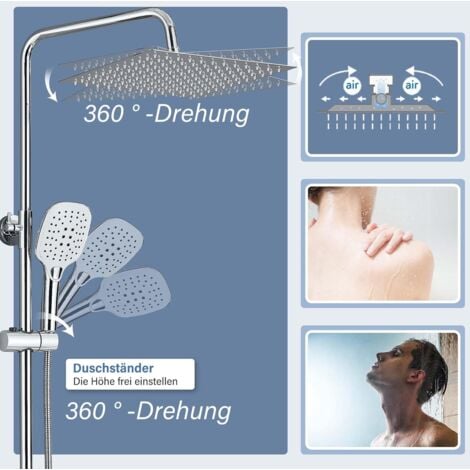Robinet d'arrosage chromé ensemble d'arrosage système d'arrosage avec support de placement, cascade d'arrosage, arrosage manuel ABS 2 fonctions pour salle de bains