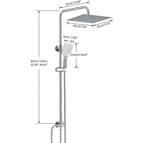 Robinet d'arrosage chromé ensemble d'arrosage système d'arrosage avec support de placement, cascade d'arrosage, arrosage manuel ABS 2 fonctions pour salle de bains