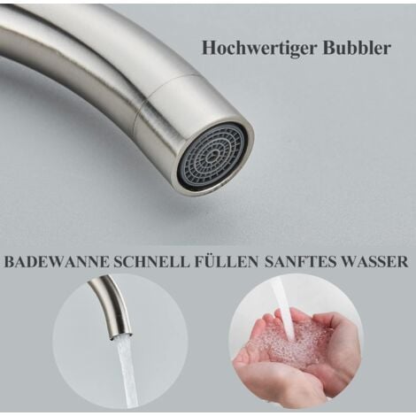 Robinet de Baignoire  2 Modes Mitigeur de Baignoire Ilot avec Douchette, Rotation à 360° Robinet de Baignoire sur Pied Laiton Robinet Mitigeur au Sol Moderne et Simple,Nickel brossé