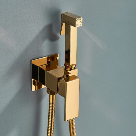 Suguword – Douchette bidet à main en acier inoxydable – Pistolet pulvérisateur multifonction – Finition or brossé – Installation facile en 10 minutes