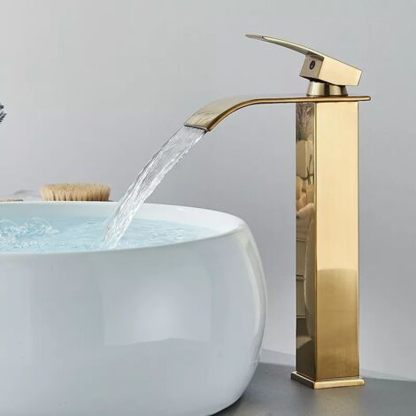 Moderne Robinet Salle de Bain Cascade,Robinet Lavabo Mitigeur Salle de Bain Pour Salle de Bains Robinet Mitigeur Monocommande à Eau Froide et Chaude (1/5)