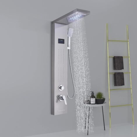 Suguword – Colonne de douche hydromassante 5 modes – Acier inoxydable 304 – Écran LCD – Installation facile – Design moderne noir