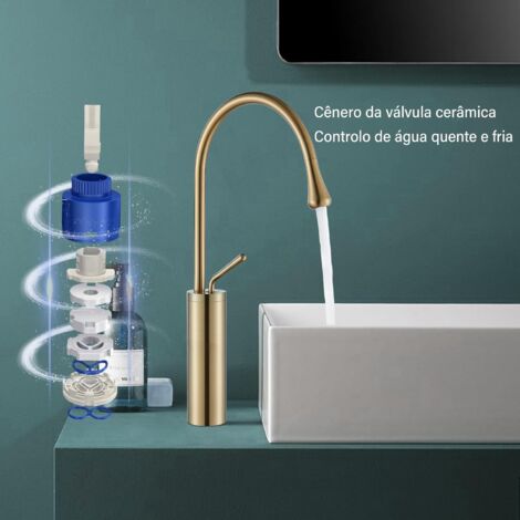 Robinet Mitigeur Monocommande Haut Or en Pour Lavabo Salle de Bain