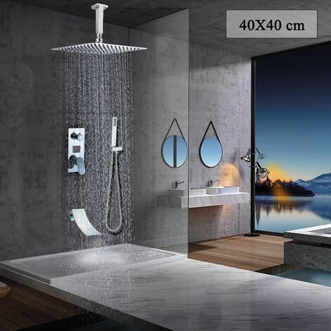 douchette pour salles de bains Elbe®Pommeau douche en laiton pommeau de douche anti calcaire douche à main rectangulaire chromé poli miroir 