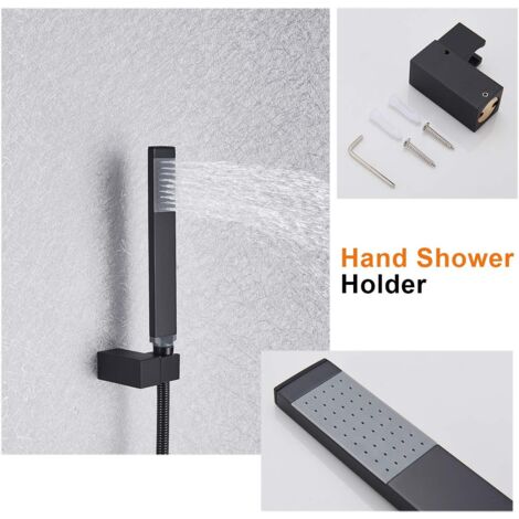Robinets de baignoire de salle de bain Cascade buse murale baignoire remplissage en laiton solide pommeau de douche système de douche combo noir