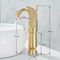 PORUGE Mitigeur Lavabo Salle De Bain - Laiton Massif, Noir - Monotrou - Économie D'Eau - G 3/8