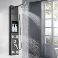 Suguword – Colonne de douche hydromassante en acier inoxydable 304 – Buses massantes – Installation facile – Panneau mural multifonction