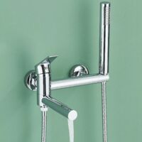 Suguword – Mitigeur de baignoire mural en acier inoxydable – Douchette ronde avec support mural – Cartouche céramique durable – Installation rapide