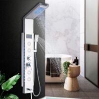 Suguword – Colonne de douche hydromassante 5 jets – Panneau en acier inoxydable avec écran LED – Installation facile – Design moderne