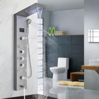 Suguword – Colonne de douche hydromassante 5 jets – Système de douche avec écran LED – Installation rapide – Acier inoxydable finition nickel brossé