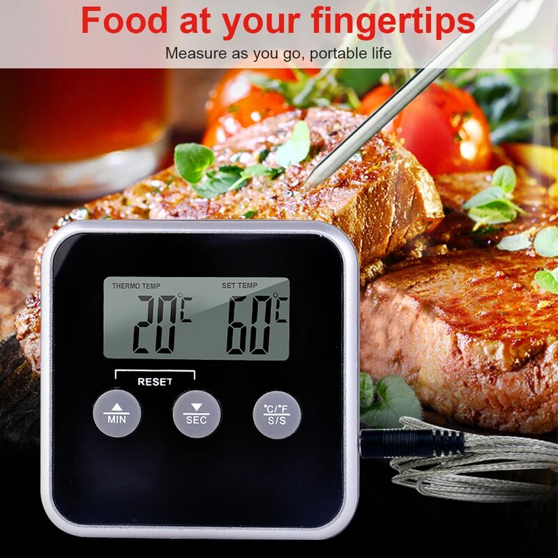 Digital Kitchen Timer with Meat Thermometer Probe - Eddingtons