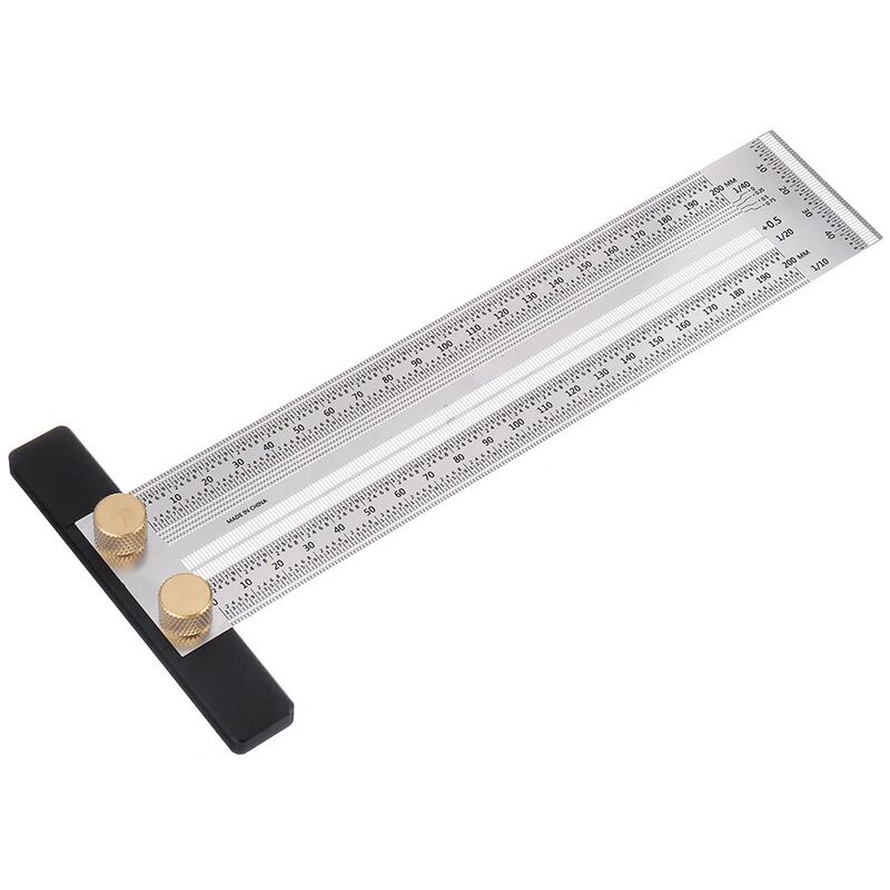 Stainless Steel Precision Marking T Ruler Hole Positioning Measuring Ruler  Woodworking Scriber Scribing Tool - 300mm