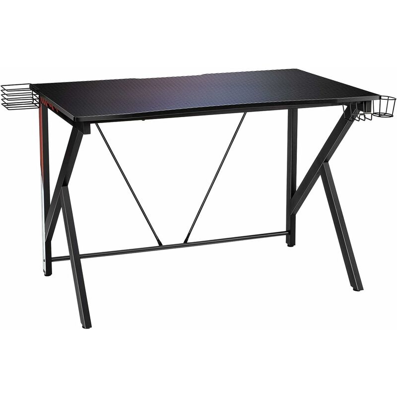 HOMCOM Spieltisch Schreibtisch L-förmig mit Becherhalter Schwarz+Rot 168 cm  x 109 cm x 78 cm