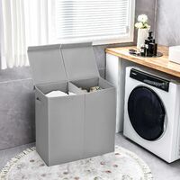 Wäschekorb Waschküche, Deckel, 2 Fächer Griffen, Badezimmer mit für Vlies Wäschesortierer ( Giantex 115L geteilter Wäschesammler mit