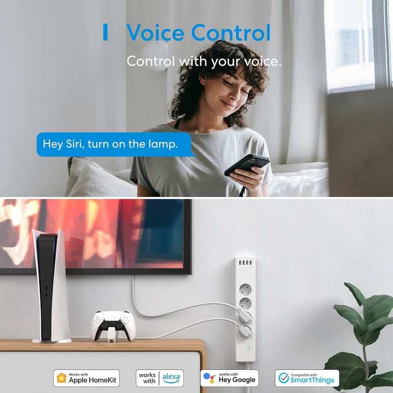 Prise Connectée (Type E), Lot de 2 Prises WiFi Compatibles avec Apple  HomeKit, Siri, Alexa, Google Home, 16A Prise Intelligente avec Commande  Vocale