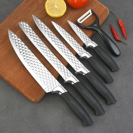 Ensemble de couteaux de cuisine en paille de blé, ciseaux de cuisine,  éplucheur en céramique, couteau à trancher de Chef 6 pièces