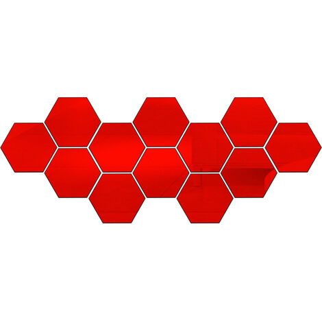 Stickers muraux Miroir hexagone 3D - 12 pièces
