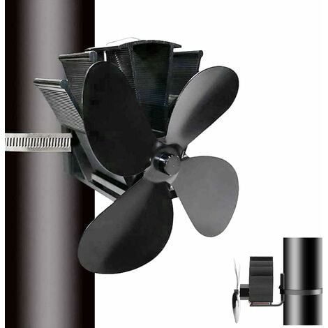 YIDOMDE Ventilateur Poele à Bois avec Magnétiques, 4 Pales Ventilateur  Cheminee, fixe sur tuyau Ventilateur Silencieux pour Poêle à Bois /Cheminée/Gaz/Bûches/Poele a Granule