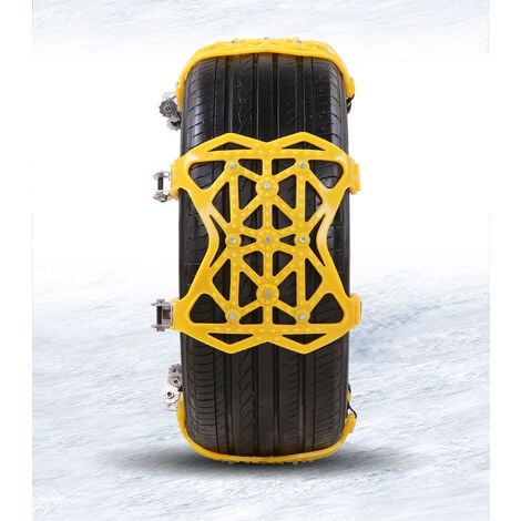 Lot de 10 chaussettes à neige pour voiture 185 - 225 mm, chaînes à neige  jaunes, câbles de traction d'urgence réglables antidérapants, chaîne de pneu  de voiture, pour voitures universelles, SUV, camions. 