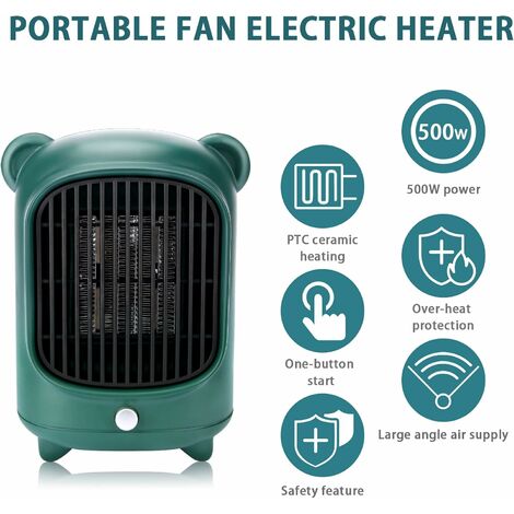 Ventilateur de chauffage électrique en céramique Ptc vert portable petit  radiateur en céramique Mini radiateur soufflant