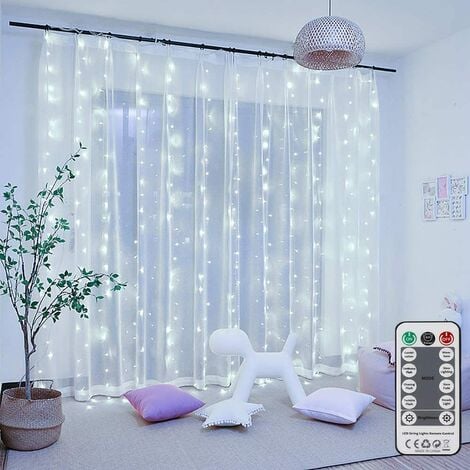 YIDOMDE Guirlande de rideaux lumineux, 3x 1m 100 LED USB avec télécommande  8 modes de lumière