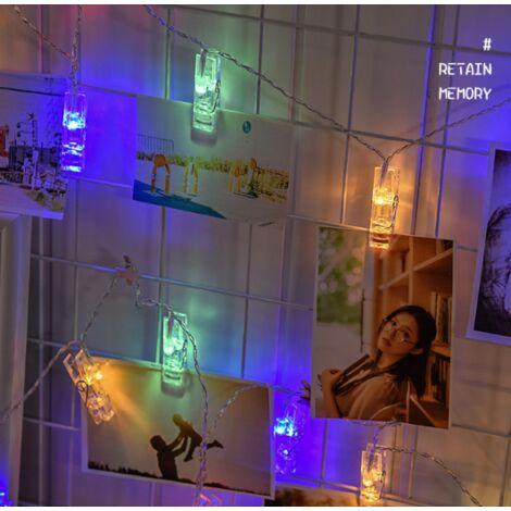 YIDOMDE Guirlande lumineuse à clip photo 80 LED 10 m, guirlande lumineuse  LED alimentée par batterie (