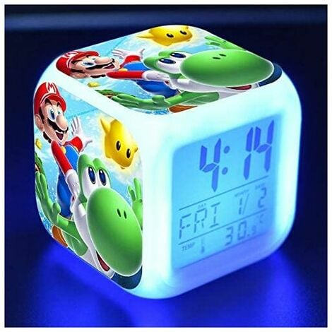 YIDOMDE Super Mario 3 pouces Petite Taille Mini LED Numérique Garçons Anime  Réveil Enfants Chambre Décor