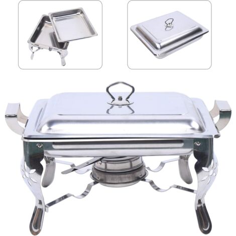 Calientaplatos - Acero inoxidable - 6 l - Con soporte para pasta combustible - Para catering, buffets, fiestas, 21 x 26 x 26 cm