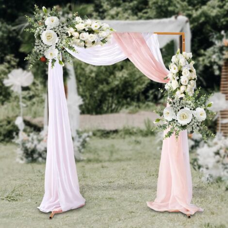 Arco de boda de jardín, 2 x 1,5 M, marco de metal dorado, arco de globos, arreglo floral, arco de boda de metal cuadrado, decoración de jardín (1/5)
