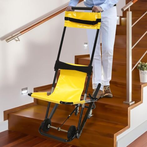 Silla de escalera plegable portátil, silla de escalera manual para ambulancia, bomberos y evacuación, camilla de escalera plegable, silla de rescate para discapacitados con 4 ruedas - 350lb de capacid
