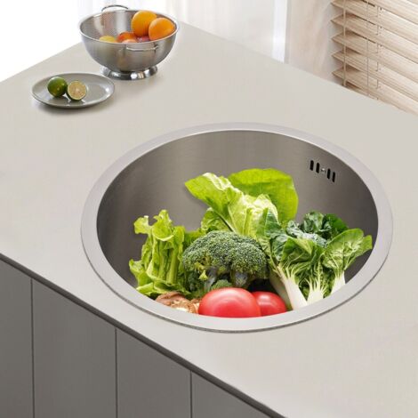 36,5cm Ø acero inoxidable fregadero de cocina redondo fregadero de acero inoxidable fregadero encastrado