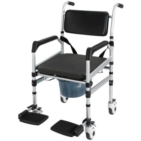 Silla de ducha con ruedas Silla de inodoro plegable Silla de ruedas Asiento de ducha impermeable (1/5)