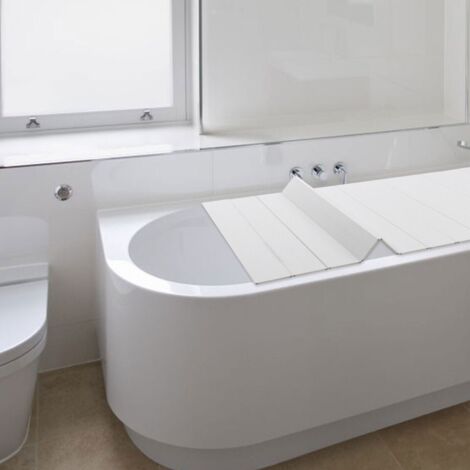 Madera blanca 75×170×0,65cm Cubierta de bañera Cubeta de bañera plegable Cubierta de bañera